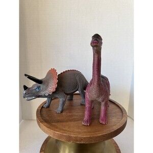 Imperial Brand Triceratops Brown Red 11" And Jaru Brand Red Brachiosaurus
